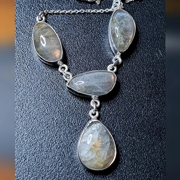 Madagascar Fire Labradorite Necklace 18" - Picture 1 of 9